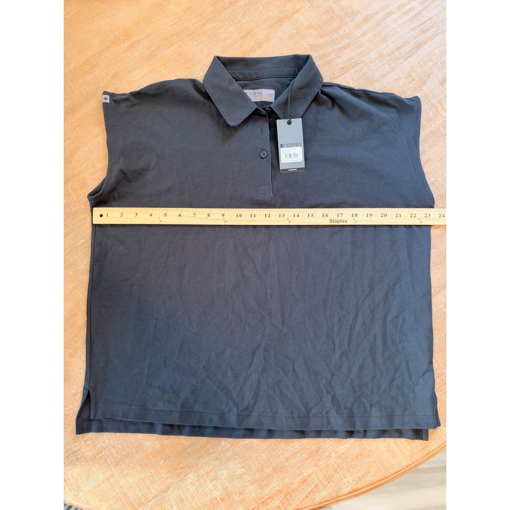 NWT FIGS FIGSPRO Ella Scrub Polo Large Black Sleeveless Pima Cotton Top